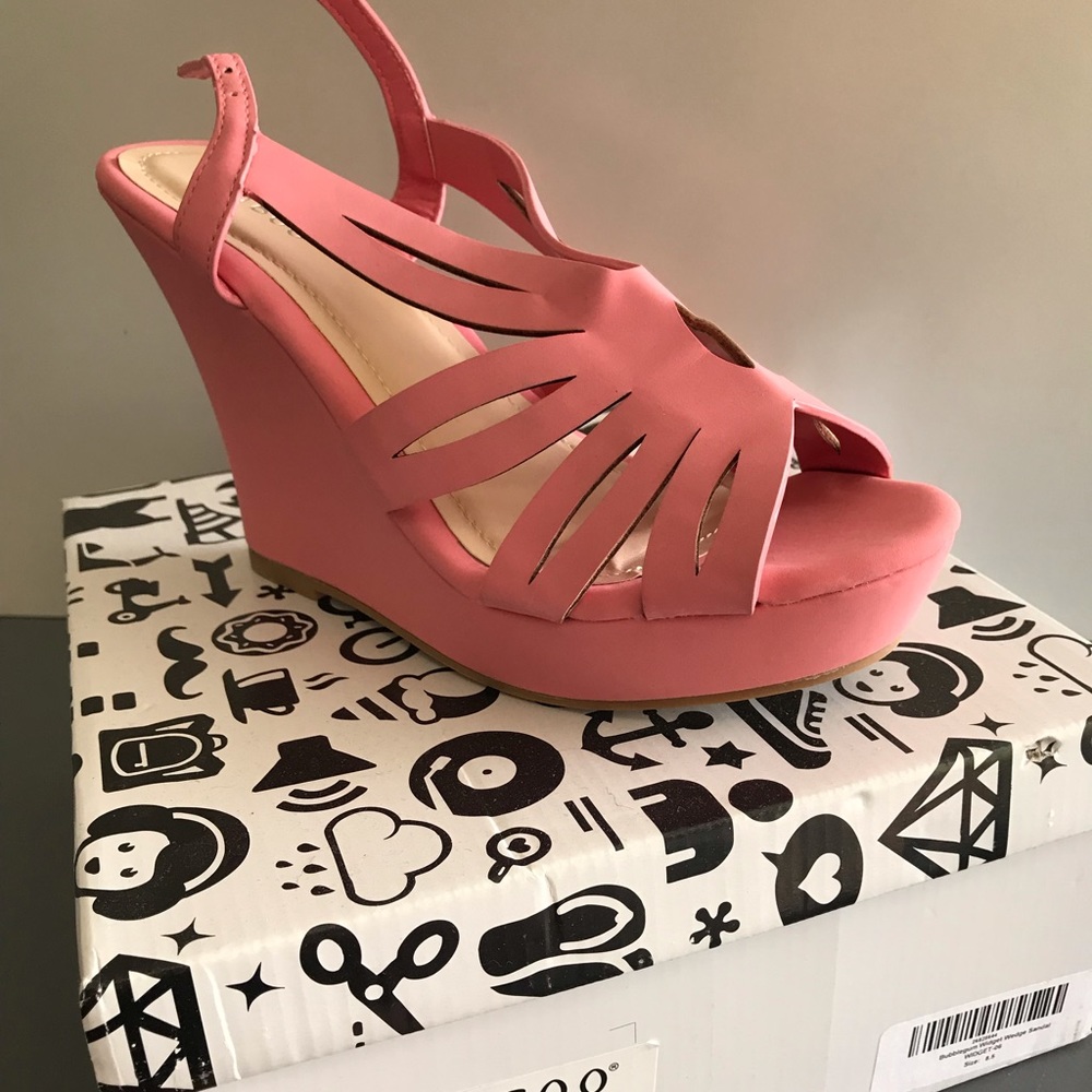 Coral Bamboo Platform Wedges